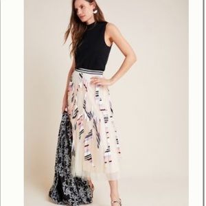 Anthropologie MAE PLEATED TULLE MIDI SKIRT